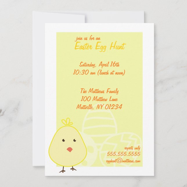 Baby Chick Easter Egg Hunt Invitations (Front)