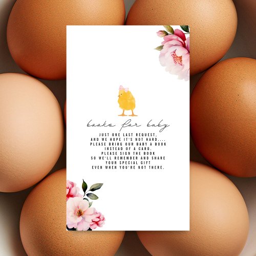 Baby Chick Floral Baby Shower Book Request Enclosure Card