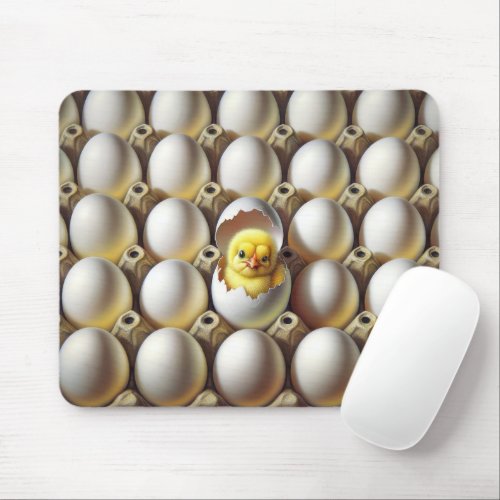 Baby Chick In Egg Carton Mouse Pad