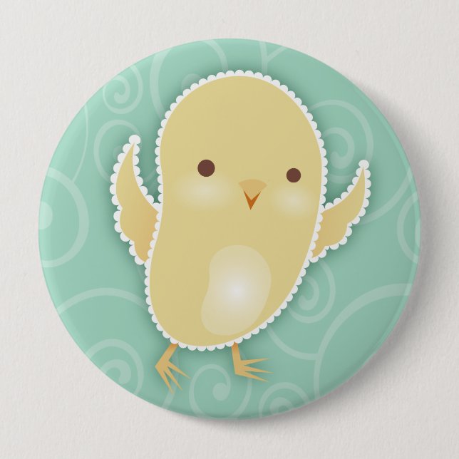 Baby Chick Teal Swirls Button (Front)