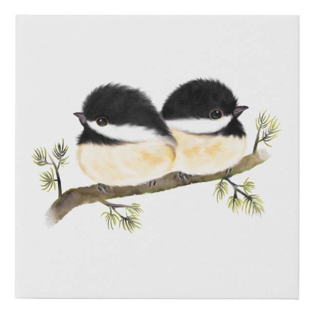 Baby Chickadee Faux Wrapped Canvas Print (Front)