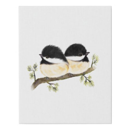 Baby Chickadees Painting Wrapped Canvas Print