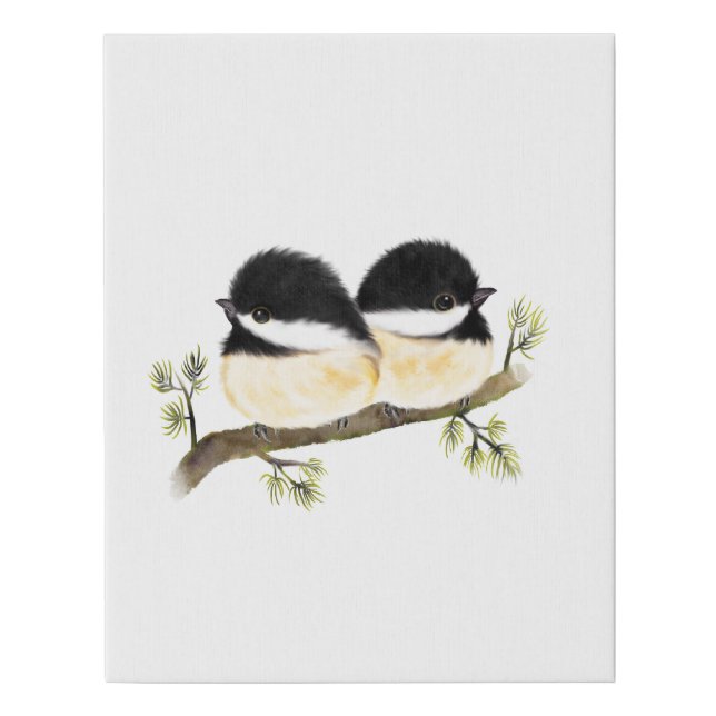 Baby Chickadees Painting Wrapped Canvas Print (Front)