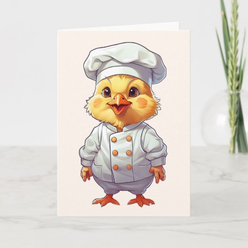 Baby Chicken Chef Illustration Blank Greeting Card