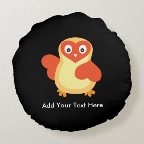 Baby Chicken _ Cute Cartoon with Custom Text Round Pillow