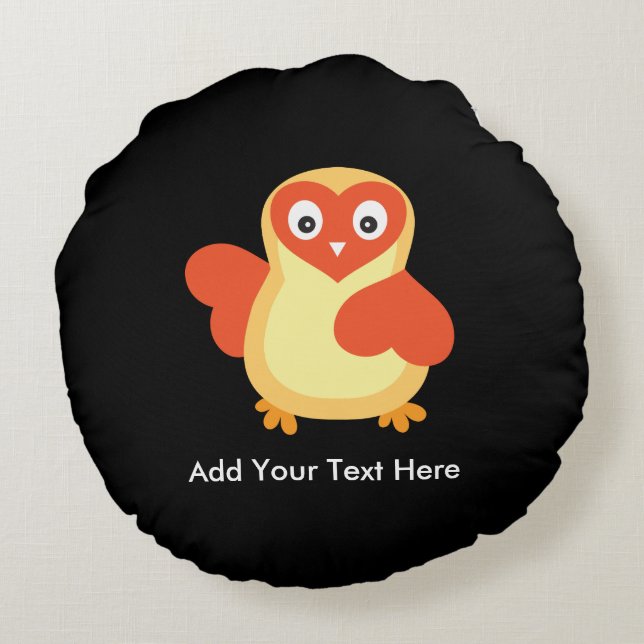 Baby Chicken - Cute Cartoon with Custom Text Round Pillow (Back)
