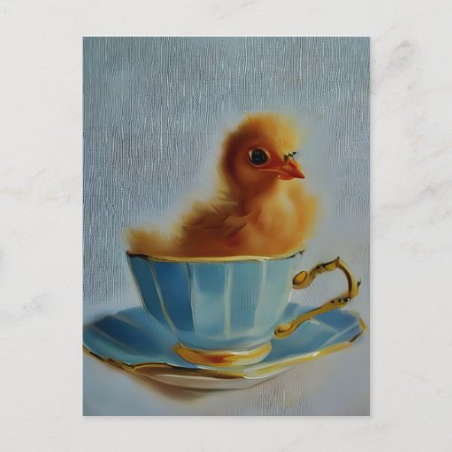 Baby Chicken in a Teacup Postcard