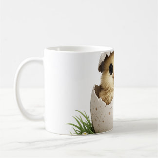 Baby chicken in egg shell coffee mug
