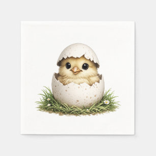 Baby chicken in egg shell napkins