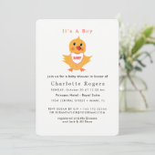 Baby Chicken Yellow Chick Cute Baby Shower Invitation (Standing Front)