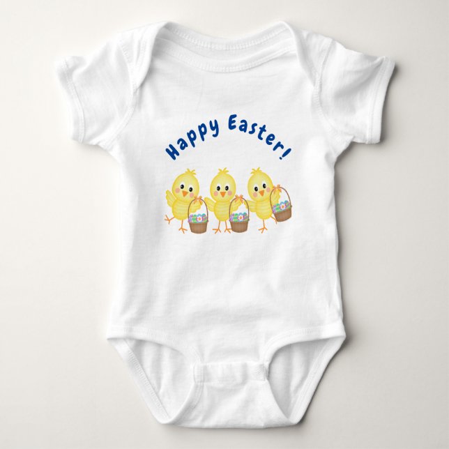 Baby Chicks And Easter Baskets Baby Bodysuit (Front)