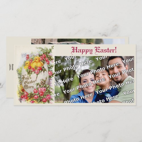 Baby Chicks and Roses Easter Photo Card