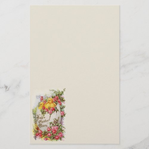 Baby Chicks and Roses Easter Stationery