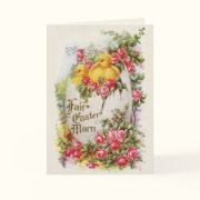 Baby Chicks and Roses Victorian Easter Card
