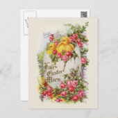 Baby Chicks and Roses Vintage Easter Postcard (Front/Back)