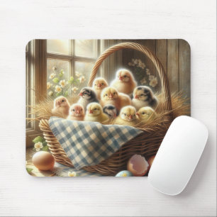 Baby Chicks In a Wicker Basket Mouse Pad