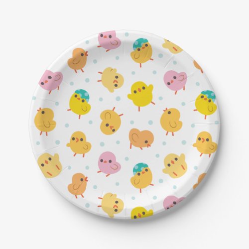 Baby Chicks Polka Dots Pattern Paper Plates