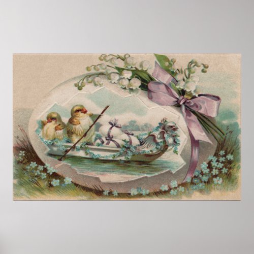 Baby Chicks Rowing Easter Print