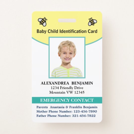 Baby Child Photo Name ID Identification Card Badge | Zazzle.com