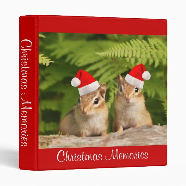 Baby Chipmunk Christmas Memories 3 Ring Binder (Front/Spine)