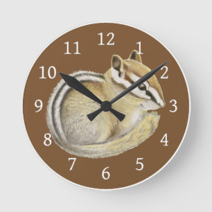 Baby Chipmunk Round Clock
