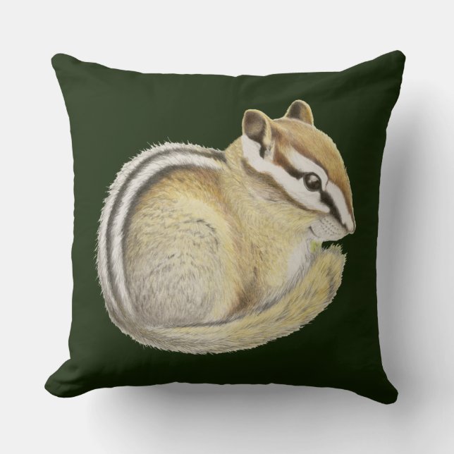 Baby Chipmunk Throw Pillow (Front)