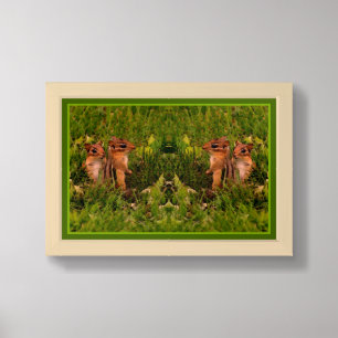 Baby Chipmunks Abstract Animal Art Framed Art