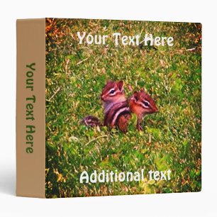 Baby Chipmunks Animal Art Personalized 3 Ring Binder