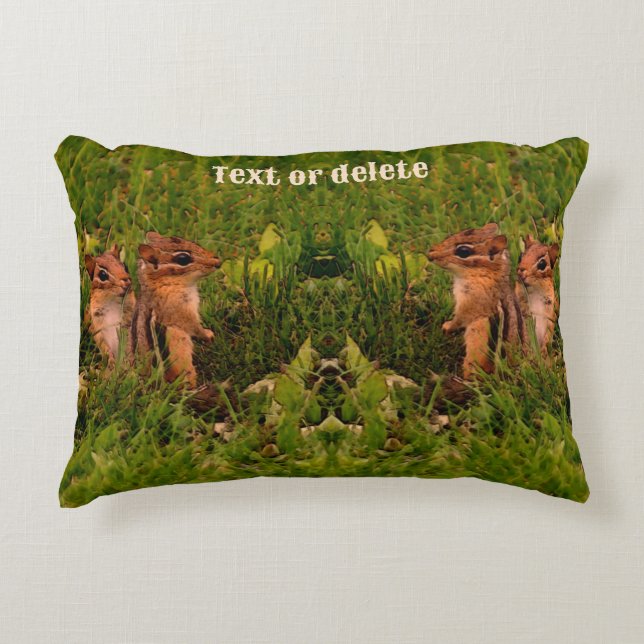Baby Chipmunks Animal Art Personalized Accent Pillow (Front)