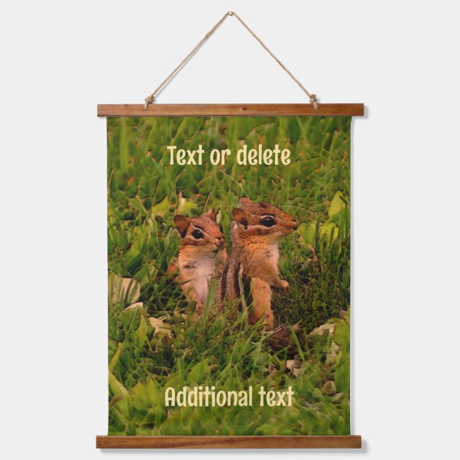 Baby Chipmunks Animal Art Personalized Hanging Tapestry (Front)