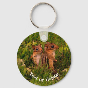 Baby Chipmunks Animal Art Personalized Keychain