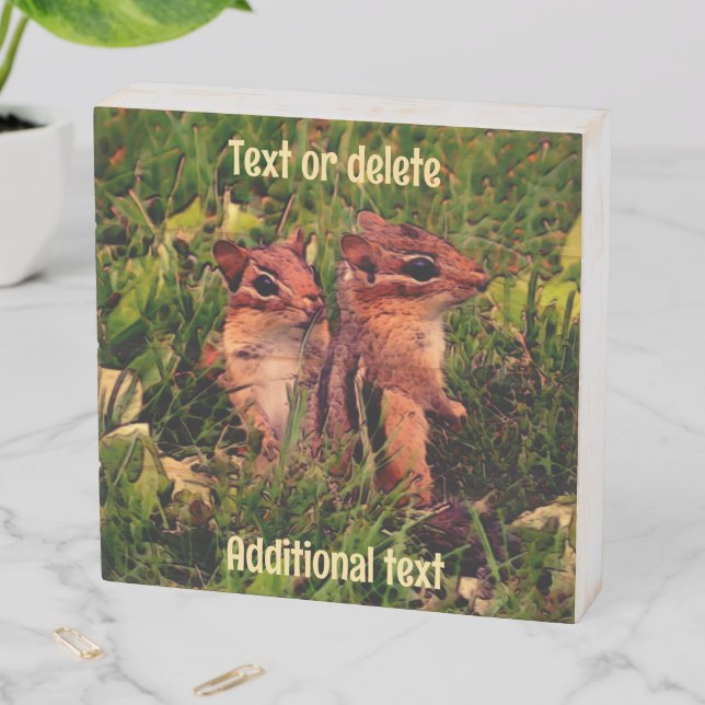 Baby Chipmunks Animal Art Personalized  Wooden Box Sign (In Situ Horizontal)