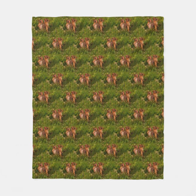 Baby Chipmunks Animal Nature Art Pattern Fleece Blanket (Front)