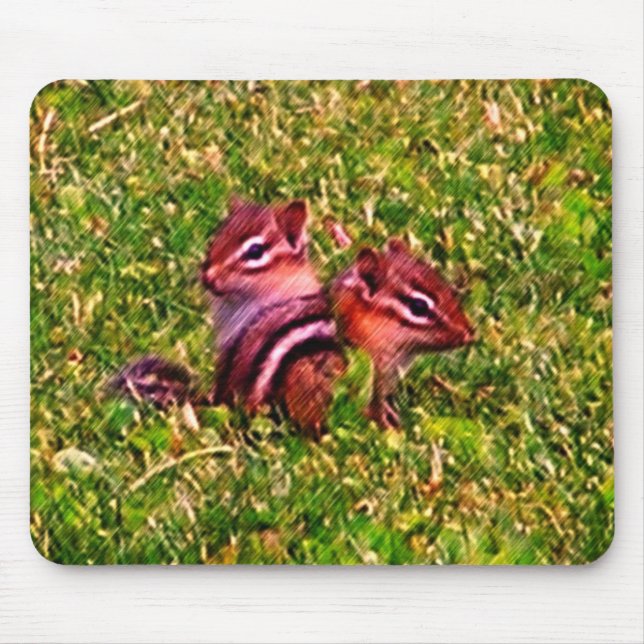 Baby Chipmunks First Day Animal Art Mouse Pad (Front)