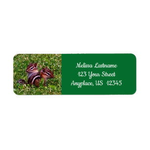 Baby Chipmunks First Day Out Animal Address Label