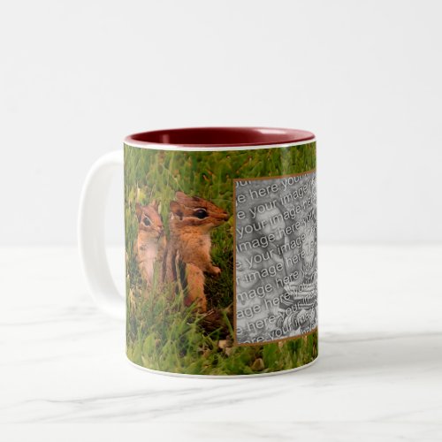 Baby Chipmunks Frame Create Your Own Photo Two_Tone Coffee Mug
