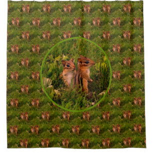 Baby Chipmunks Nature Art Pattern Shower Curtain