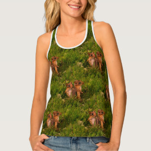 Baby Chipmunks Nature Art Pattern Tank Top