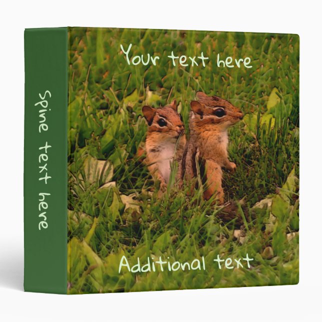 Baby Chipmunks Wildlife Animal Art Personalized 3 Ring Binder (Front/Spine)