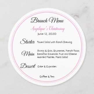 Baby Christening Brunch Menu Invitation
