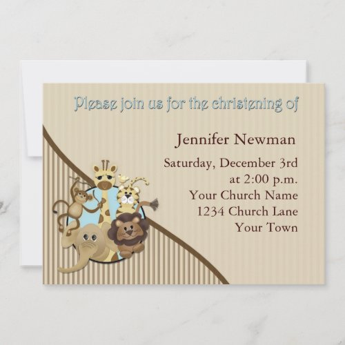 Baby Christening Invitation Safarri