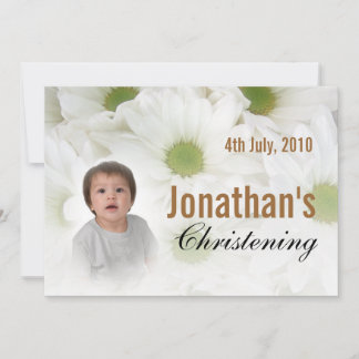 Baby Christening Invitation White Flowers