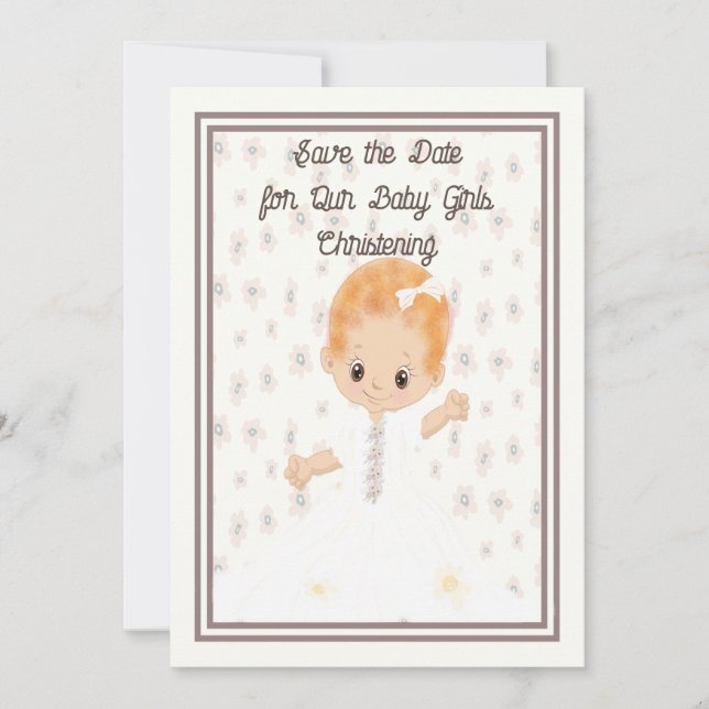 Baby Christening Save the Date Illustrated Baby (Front)