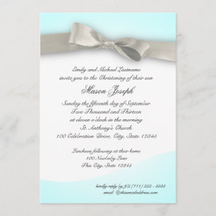 Baby Christening with Bow Invitation