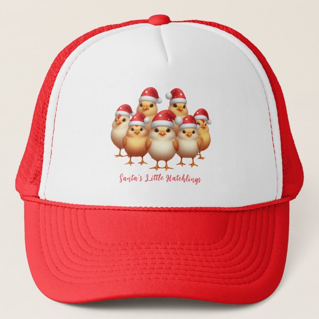Baby Christmas Chickens, Santa's Little Hatchlings Trucker Hat (Front)