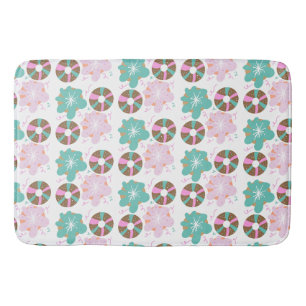 Baby Christmas Donuts Doodle Pink Bath Mat
