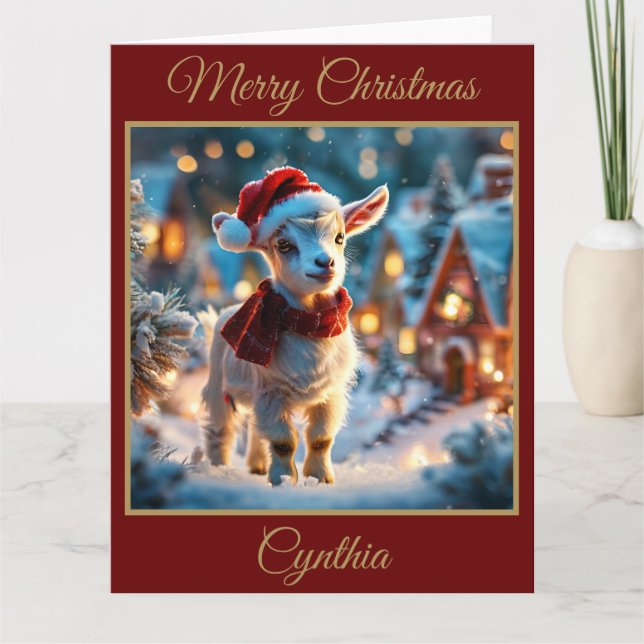 Baby Christmas Goat Christmas Card (Front)