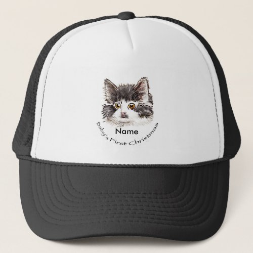 Baby Christmas Kitten custom name hat