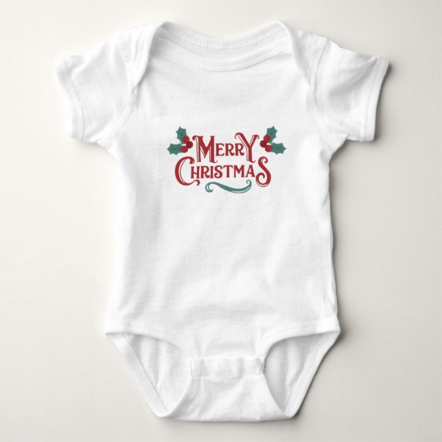 Baby Christmas One-Piece | Merry Christmas Outfit  Bodysuit (Front)