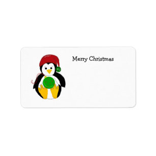 Baby Christmas Penguin Label